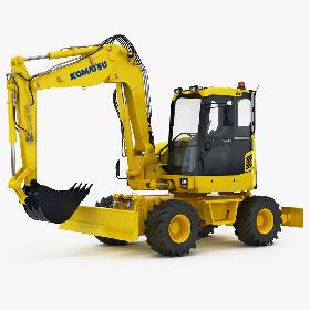 3D Wheeled Excavator Komatsu PW98MR-8 New 2
